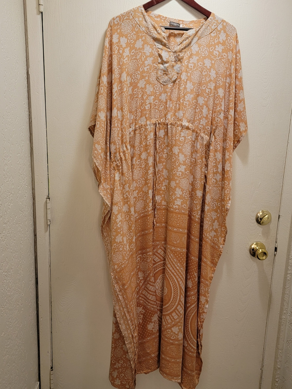 EARTHBOUND Mustard and White Floral Boho Caftan